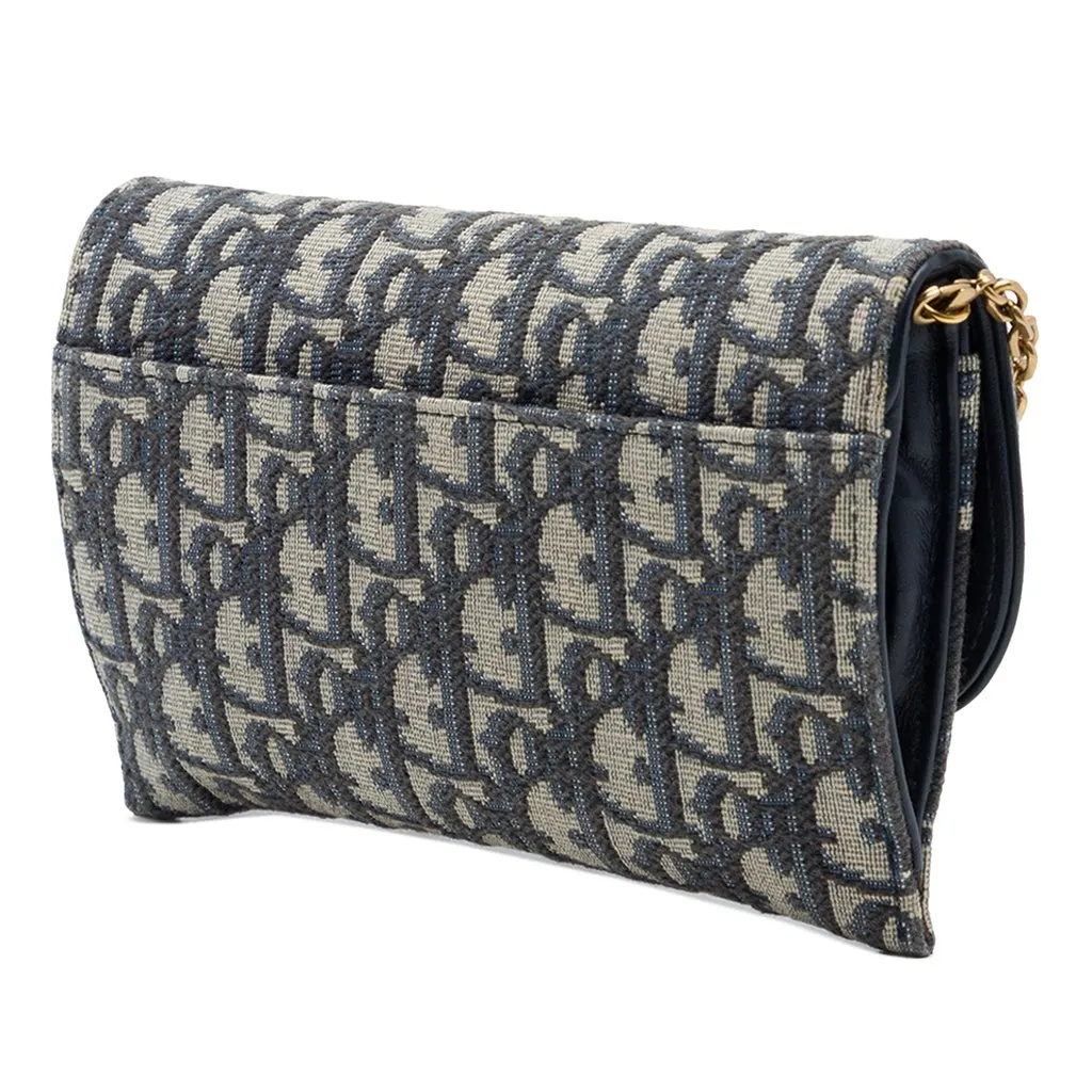 Dior Oblique Canvas Saddle Wallet On Chain Blue Canvas Very good - Back View