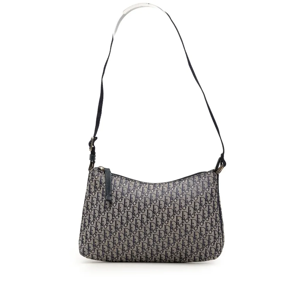 Dior Diorissimo Trotter Canvas Shoulder Bag Blue Very good - Front View