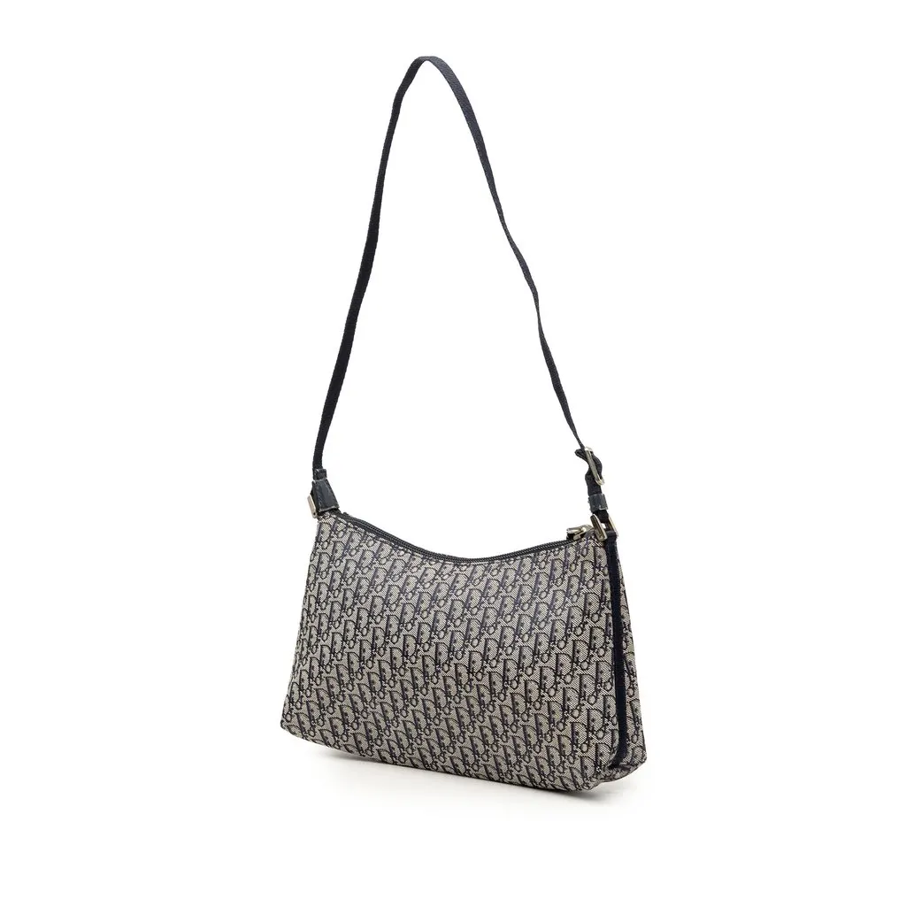 Dior Diorissimo Trotter Canvas Shoulder Bag Blue Very good - Back View