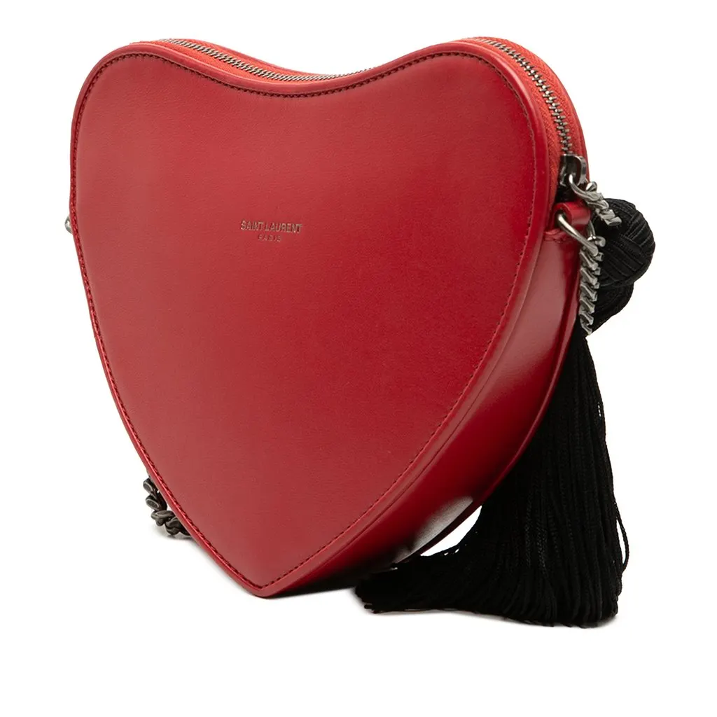 Saint Laurent Calfskin Monogram Sac Coeur Tassel Crossbody Red Leather Very good - Back View