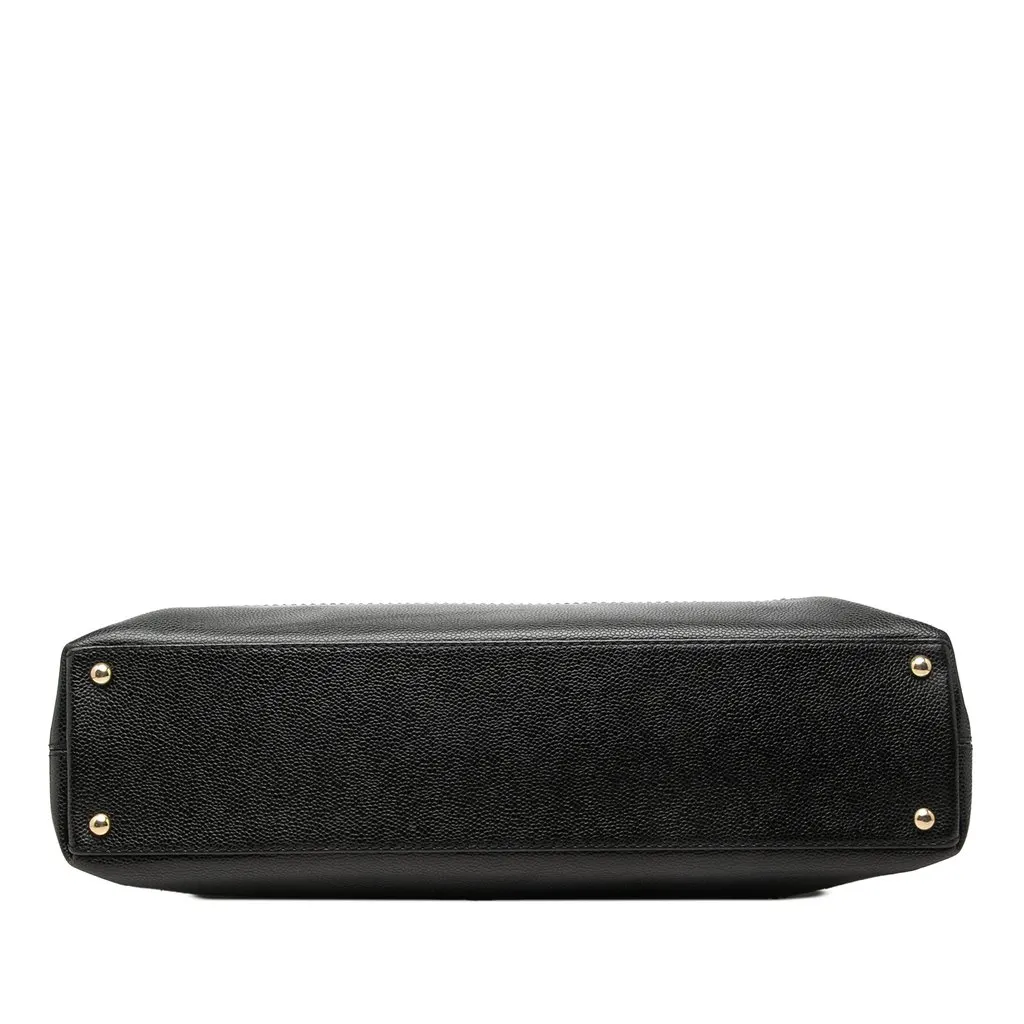 Chanel CC Caviar Tote Black Leather Good - Inside View
