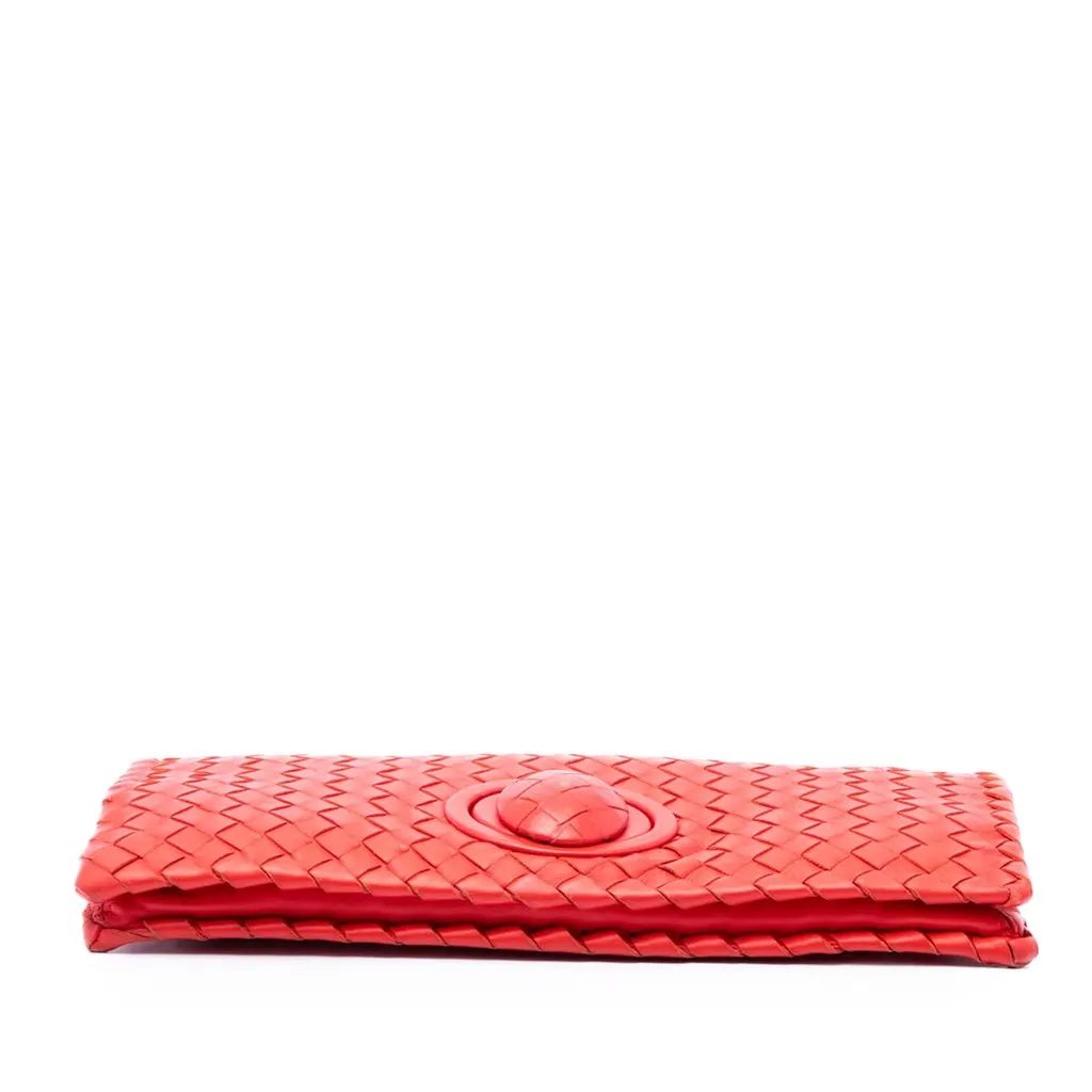 Bottega Veneta Nappa Intrecciato Turn Lock Clutch Red Leather Very good - Inside View