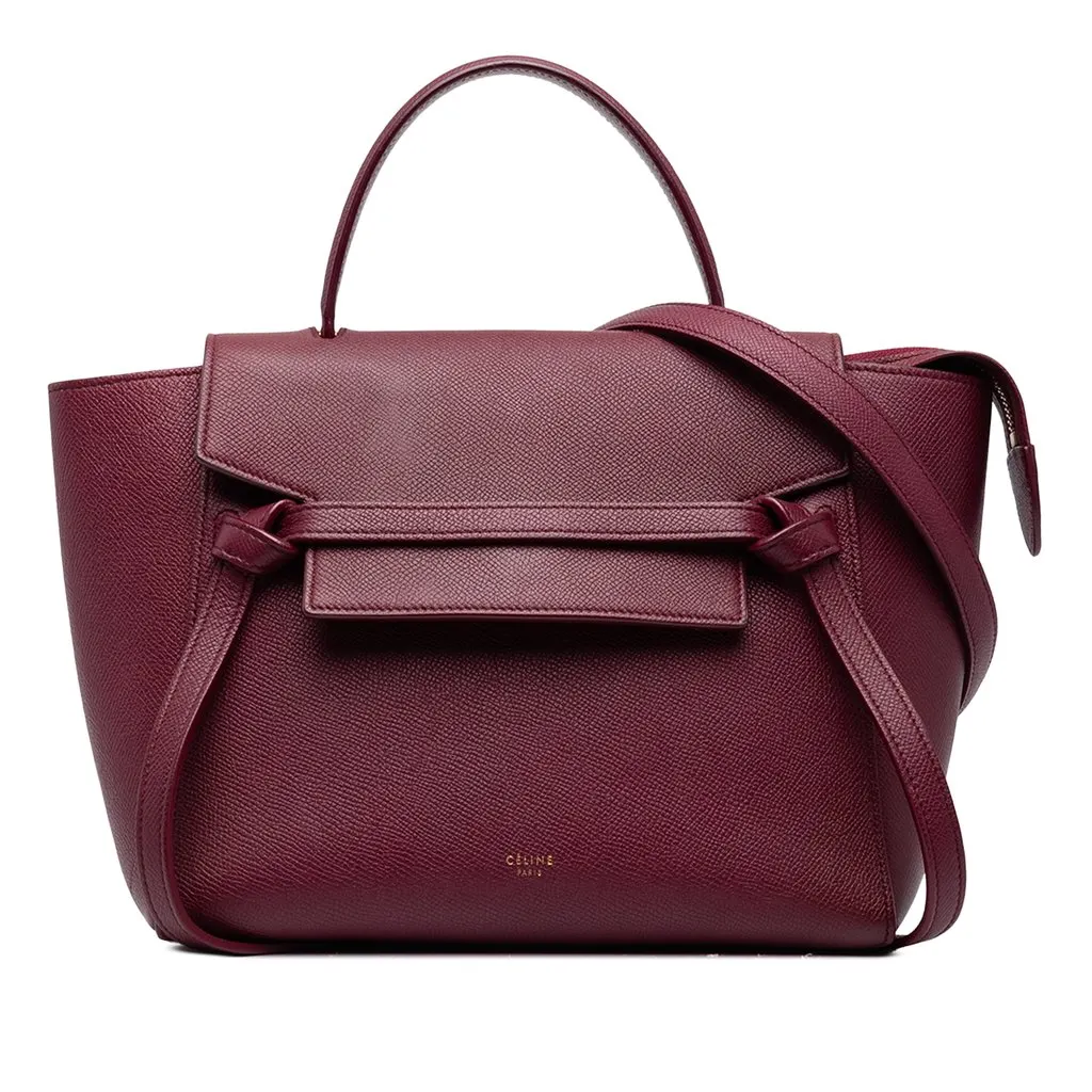 Celine Micro Grained Calfskin Belt Bag Red Leather Good - Front View