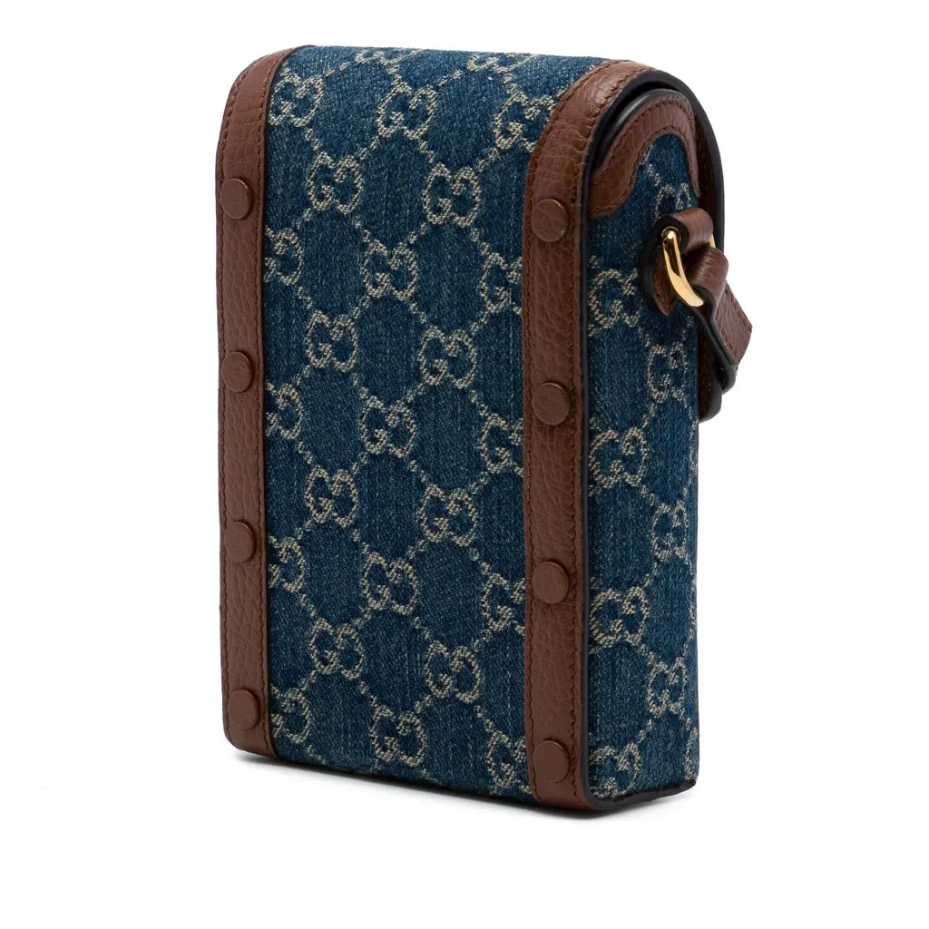 Gucci Mini GG Denim Horsebit 1955 Crossbody Blue Very good - Back View