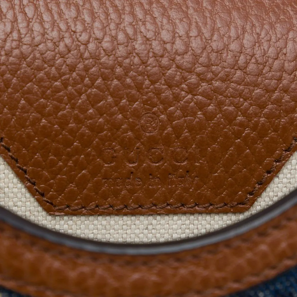 Gucci Mini GG Denim Horsebit 1955 Crossbody Blue Very good - Box View