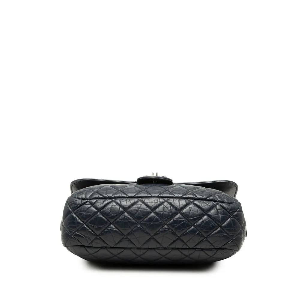 Chanel Quilted Calfskin Easy Zip Flap Blue Leather Very good - Inside View