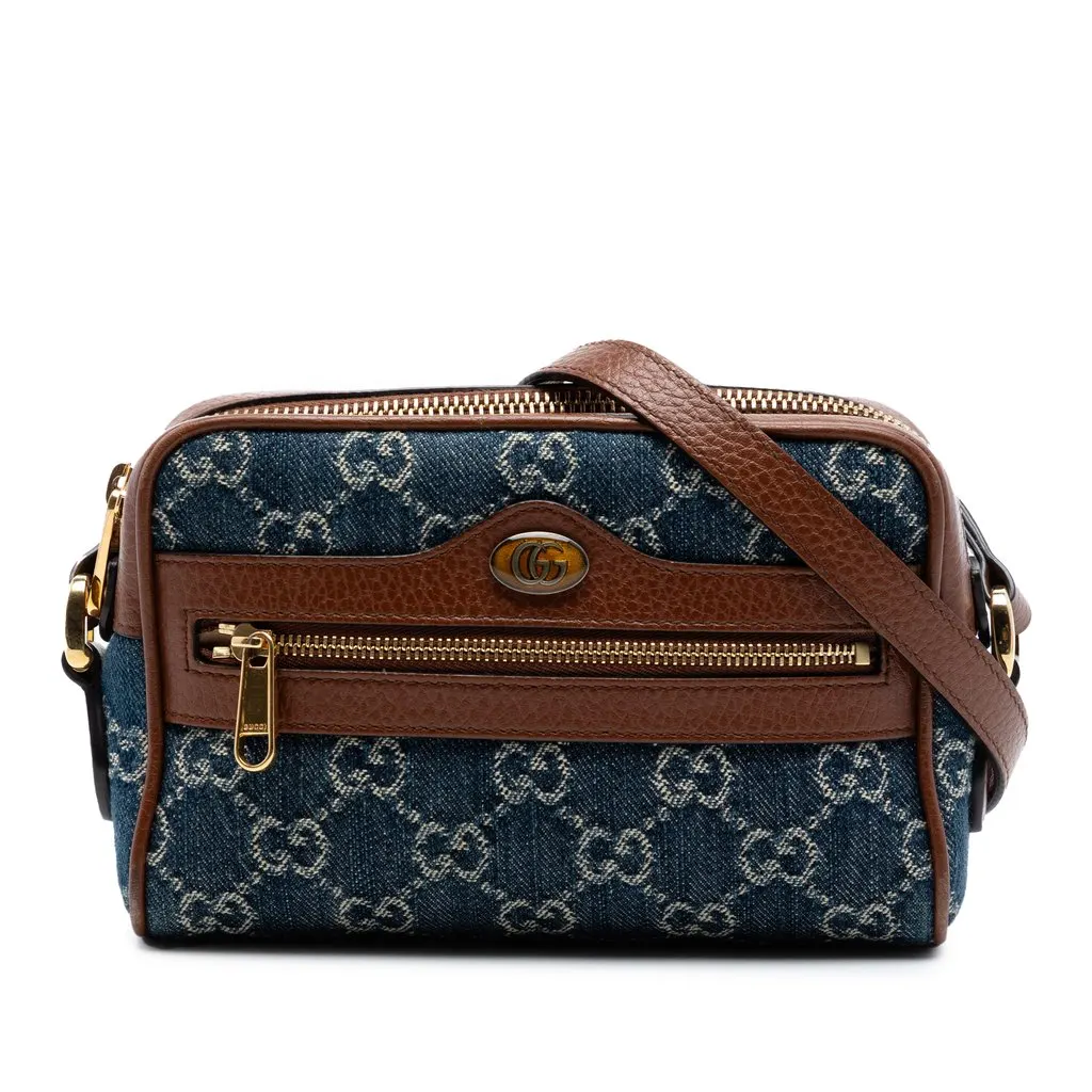 Gucci Mini GG Denim Ophidia Crossbody Blue Very good - Front View