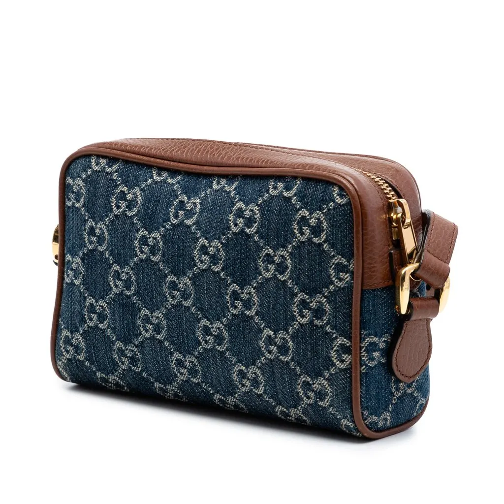 Gucci Mini GG Denim Ophidia Crossbody Blue Very good - Back View