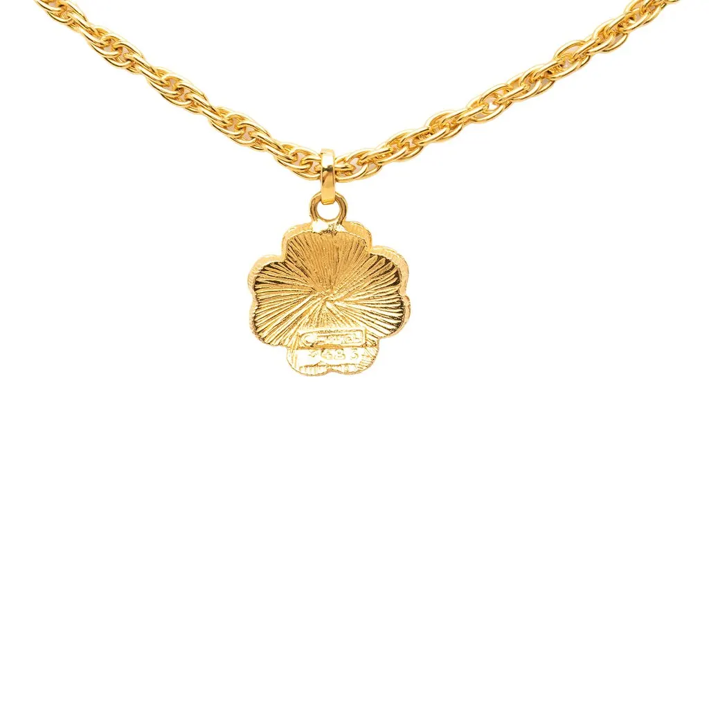 Chanel CC Gold Plated And Resin Clover Pendant Necklace Gold Brass Very good - Inside View