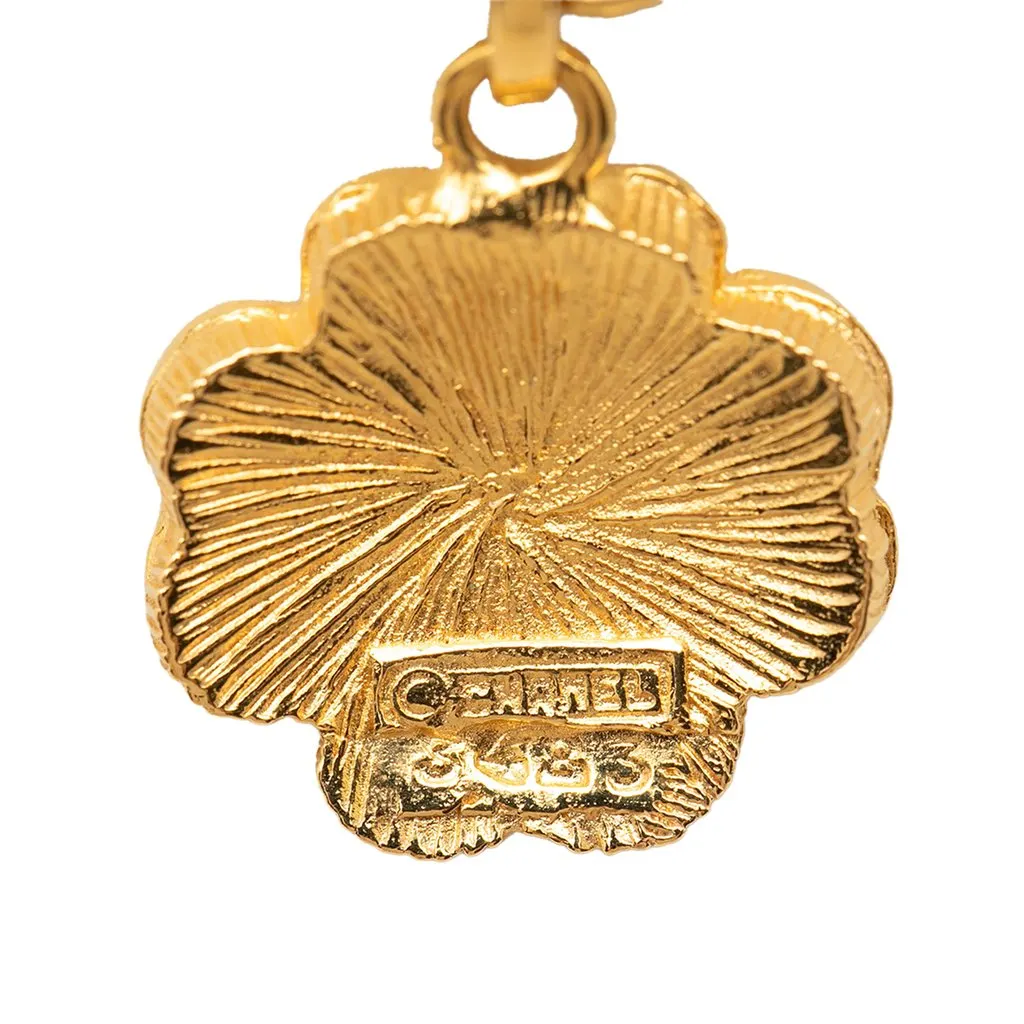 Chanel CC Gold Plated And Resin Clover Pendant Necklace Gold Brass Very good - Model View