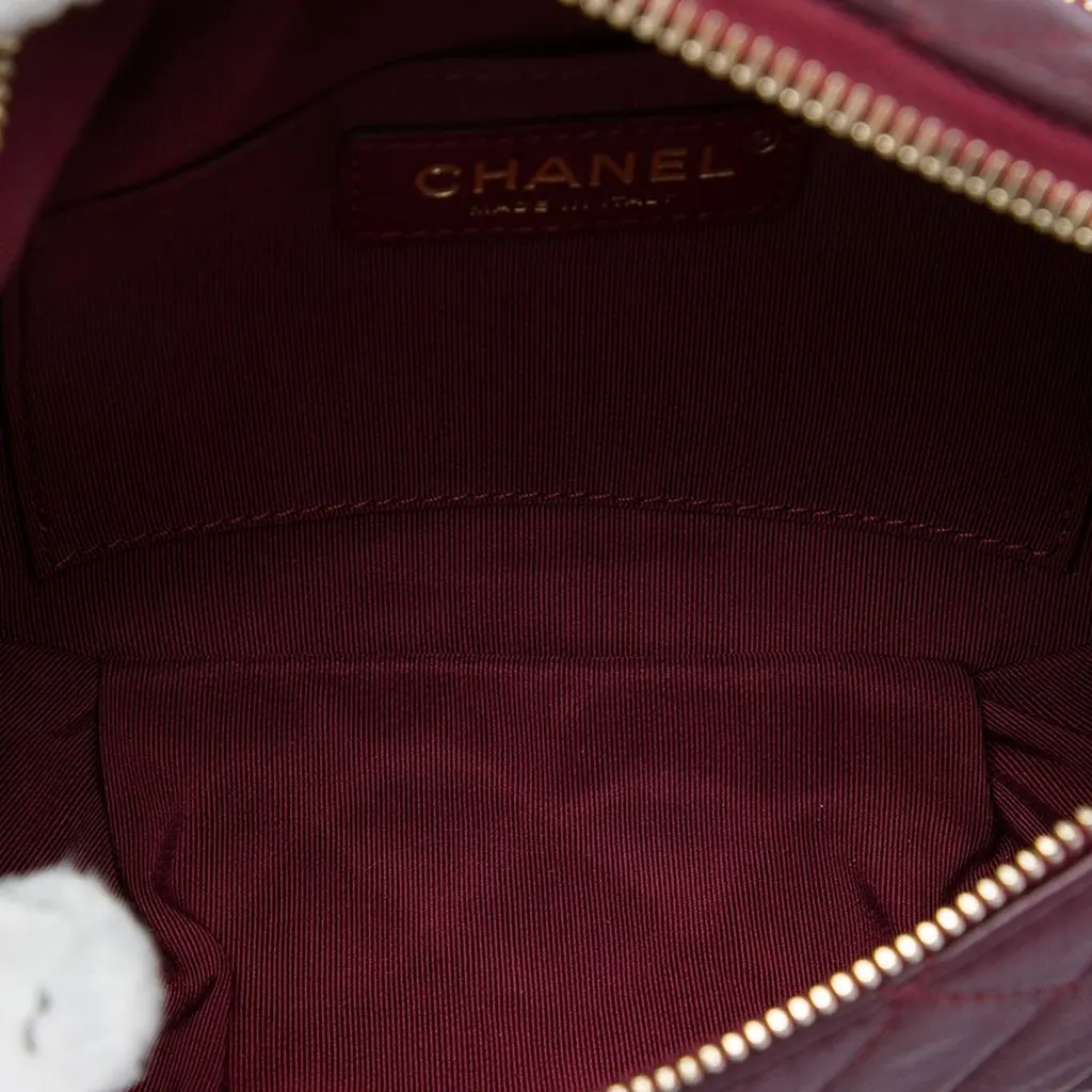 Chanel Quilted Calfskin Banane Waist Bag Red Leather Very good - Model View