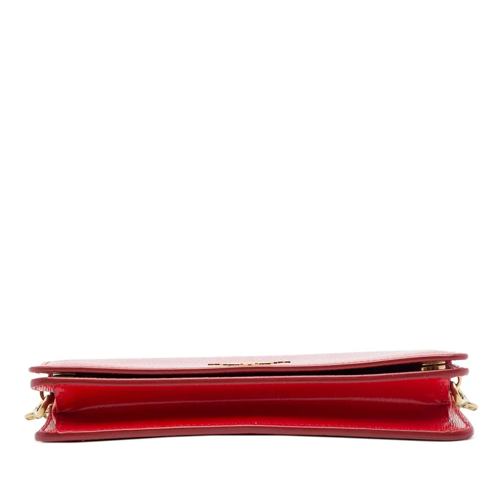 Prada Vitello Move Clutch with Chain Red Leather Very good - Inside View