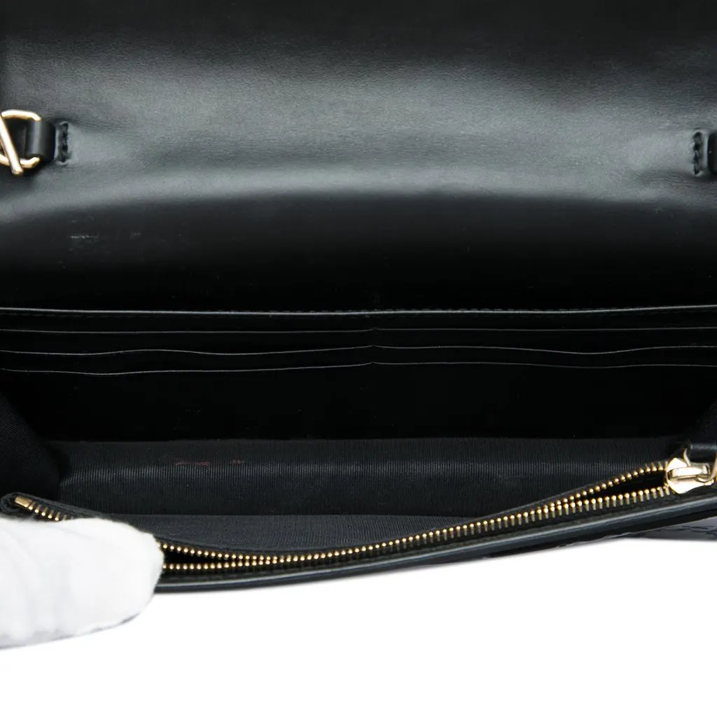 Gucci Mini Guccissima Bow Signature Wallet On Chain Black Leather Very good - Model View