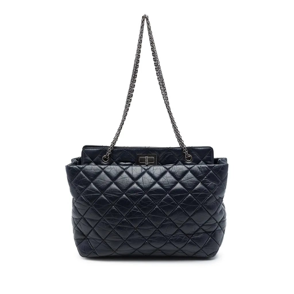 Chanel Quilted Aged Calfskin Reissue 2.55 Tote Blue Leather Very good - Front View