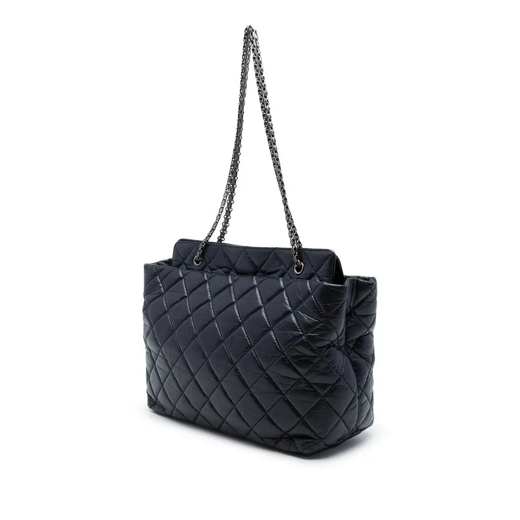 Chanel Quilted Aged Calfskin Reissue 2.55 Tote Blue Leather Very good - Back View