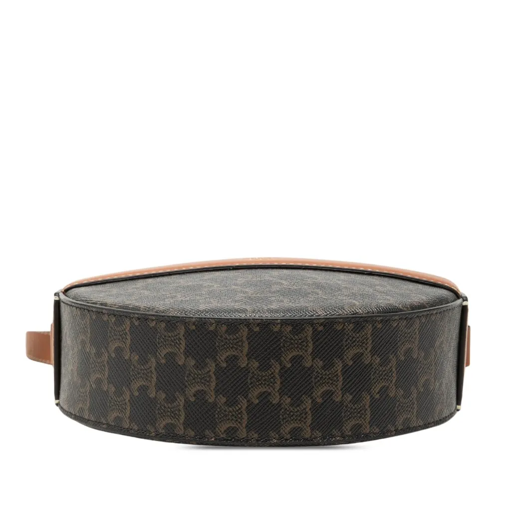 Celine Triomphe Coated Canvas Round Purse on Strap Brown Very good - Inside View