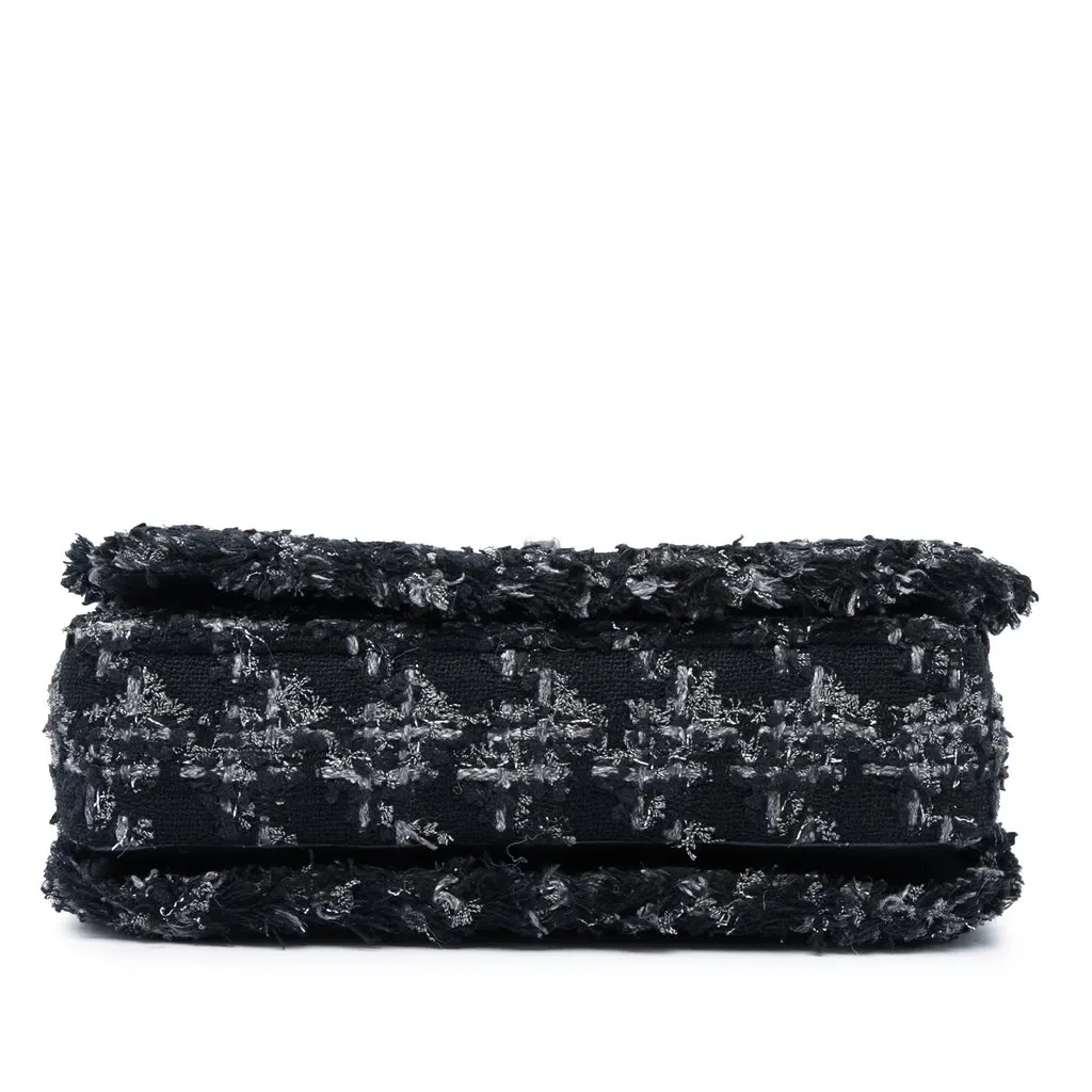 Chanel Medium CC Shearling and Tweed Chain Flap Black Tweed Good - Inside View