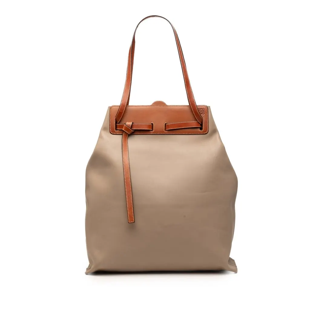 Loewe Calfskin Lazo Tote Brown Leather Very good - Front View