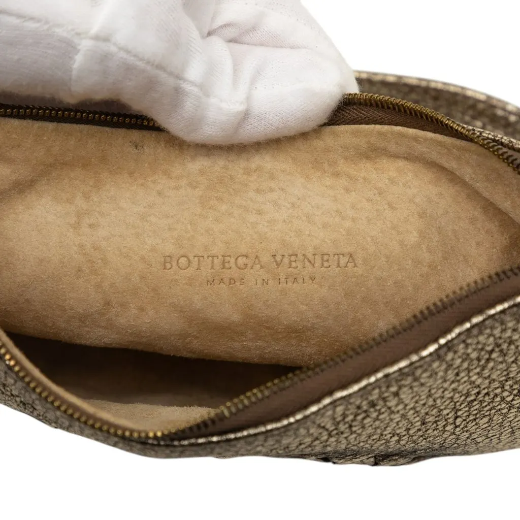 Bottega Veneta Metallic Intrecciato Trimmed Cervo Deerskin Illusion Shoulder Bag Gold Leather Very good - Box View