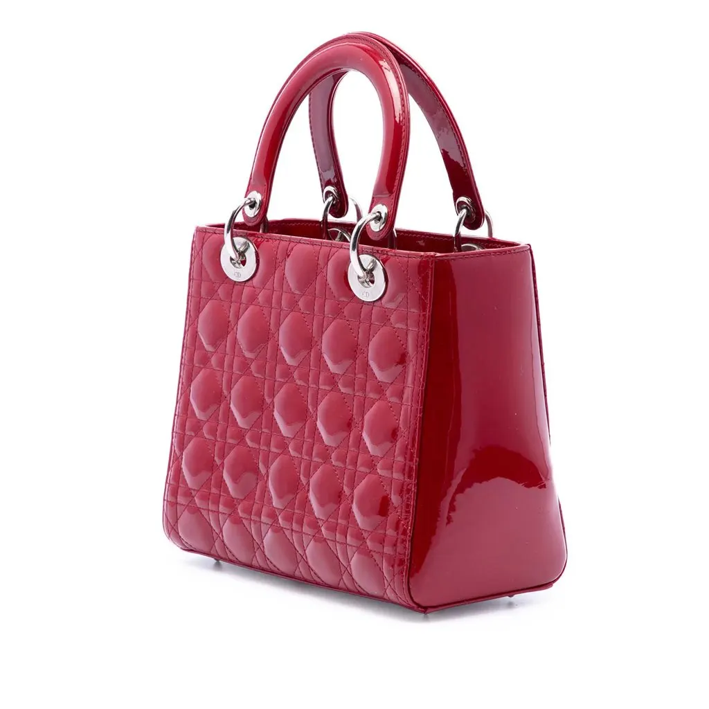 Dior Medium Patent Cannage Lady Dior Red Leather Very good - Back View