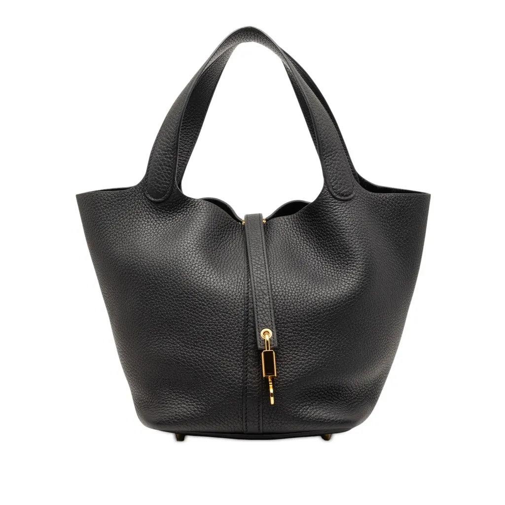 Hermès Clemence Picotin Lock 22 Black Leather Very good - Front View