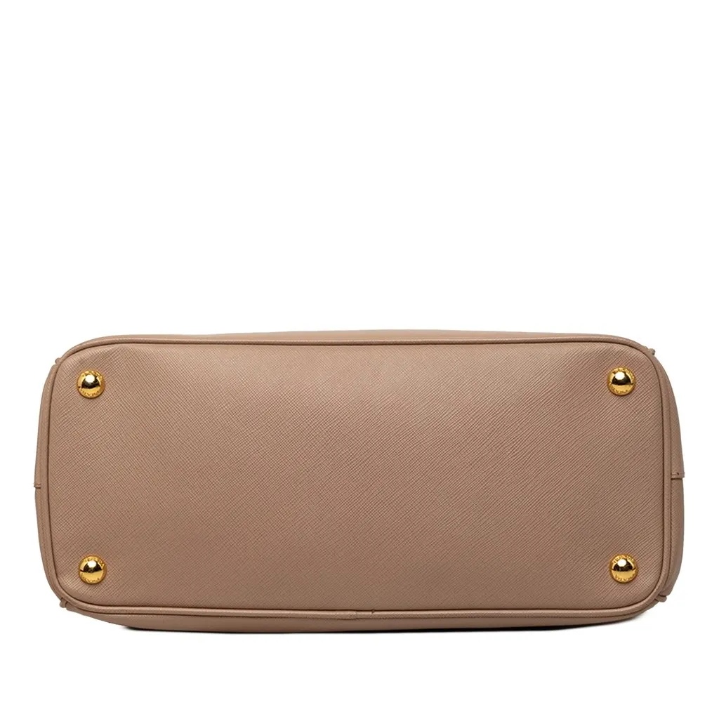 Prada Small Saffiano Lux Galleria Double Zip Satchel Pink Leather Good - Inside View