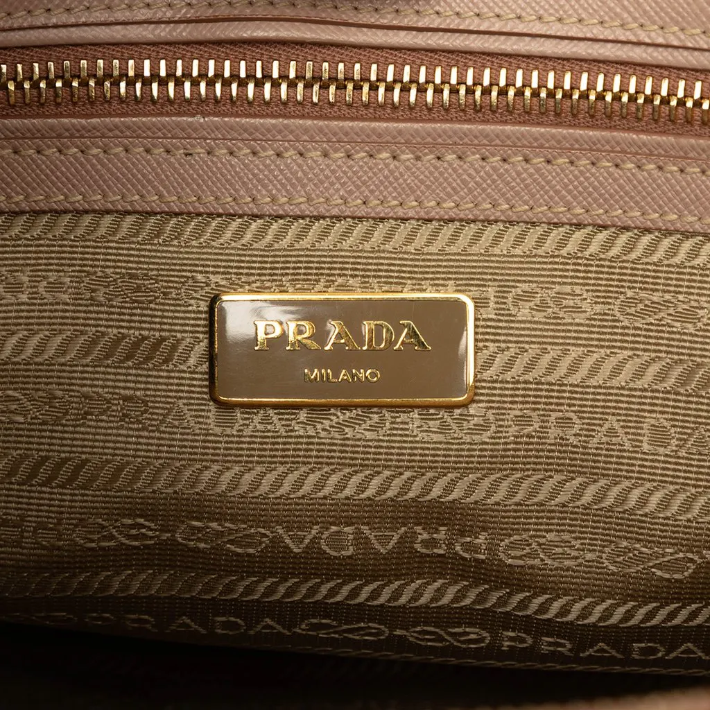 Prada Small Saffiano Lux Galleria Double Zip Satchel Pink Leather Good - Box View