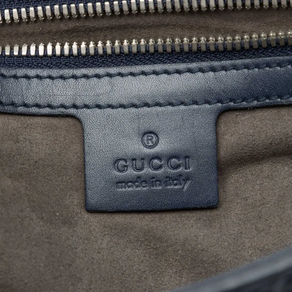 Gucci Guccissima Flap Messenger Bag Blue Leather Very good - Box View