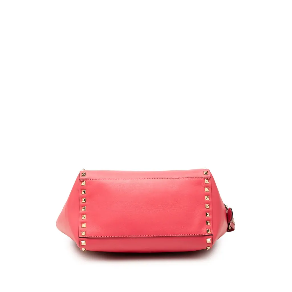 Valentino Small Leather Rockstud Trapeze Satchel Pink Leather Very good - Inside View