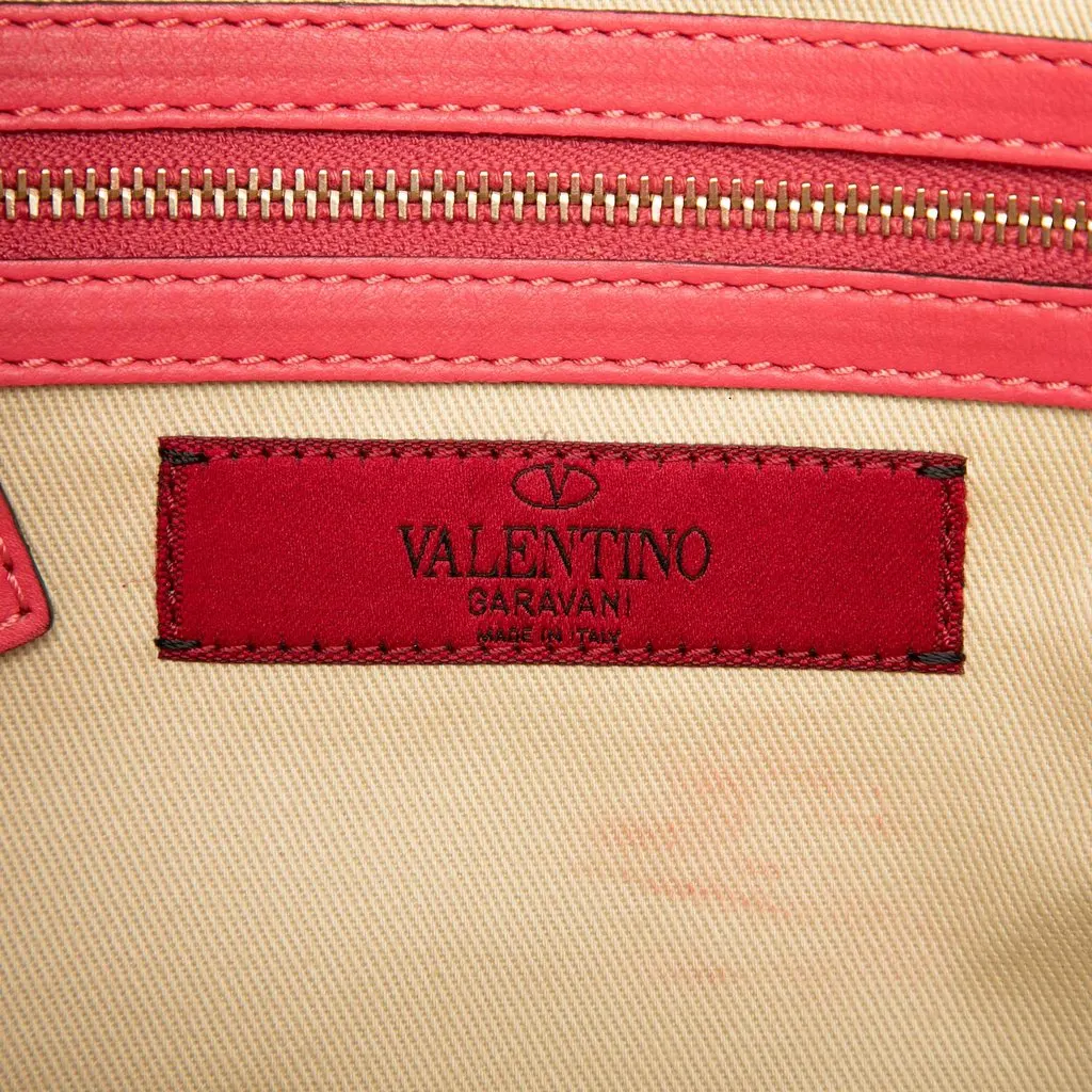 Valentino Small Leather Rockstud Trapeze Satchel Pink Leather Very good - Box View