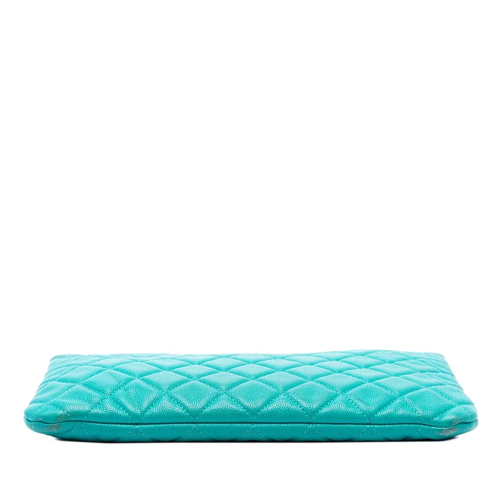 Chanel Medium Quilted Caviar O Case Clutch Blue Leather Good - Inside View