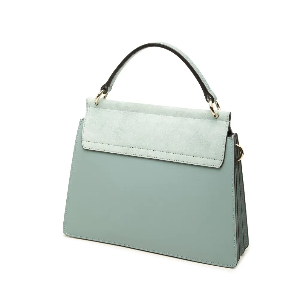 Chloé Small Calfskin and Suede Faye Satchel Blue Leather Very good - Back View