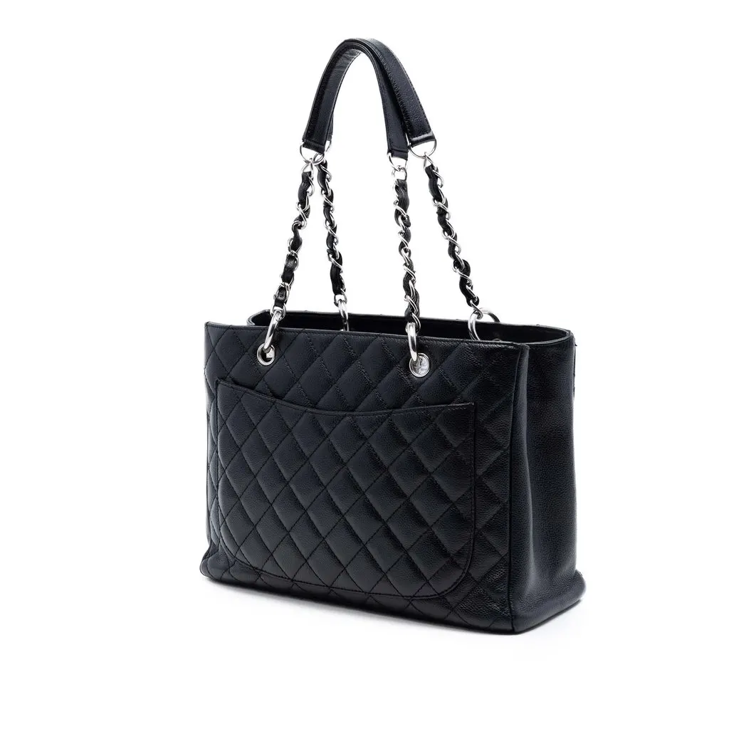 Chanel Caviar Grand Shopping Tote Black Leather Very good - Back View