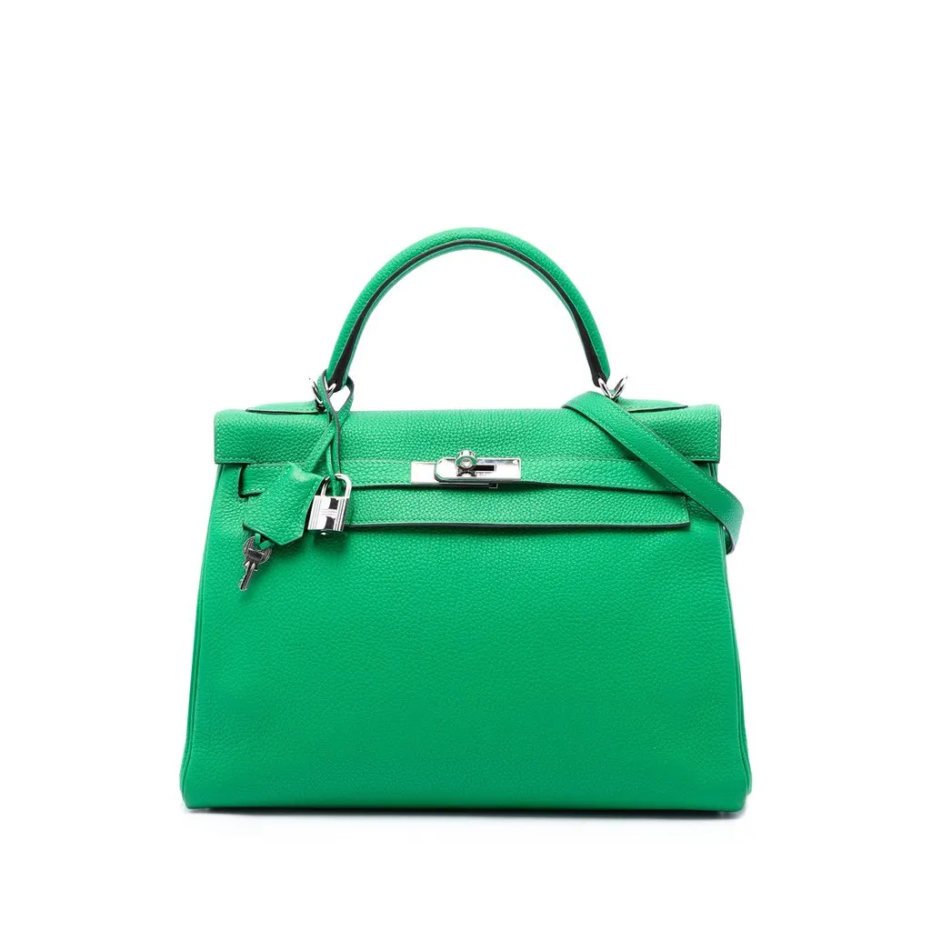 Hermès Togo Kelly II Retourne 32 Green Leather Very good - Front View