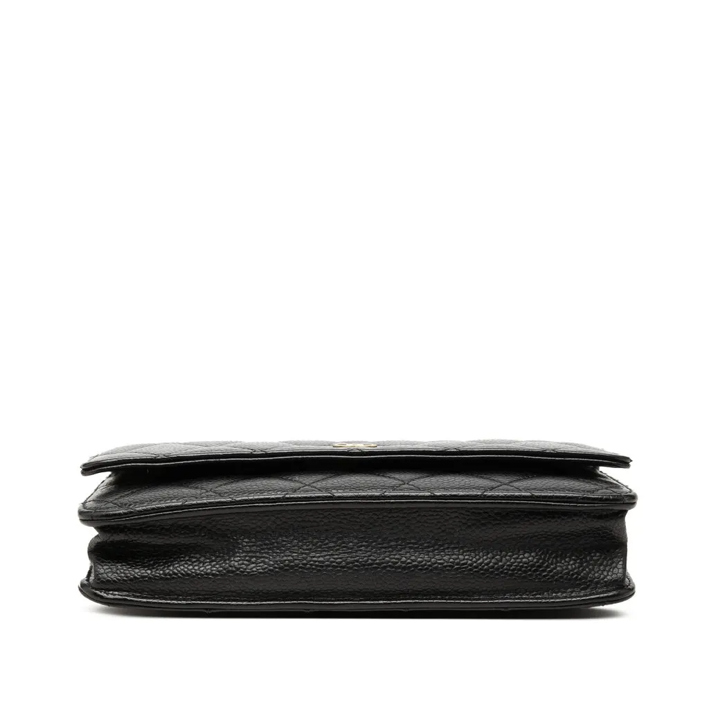 Chanel CC Quilted Caviar Wallet on Chain Black Leather Very good - Inside View