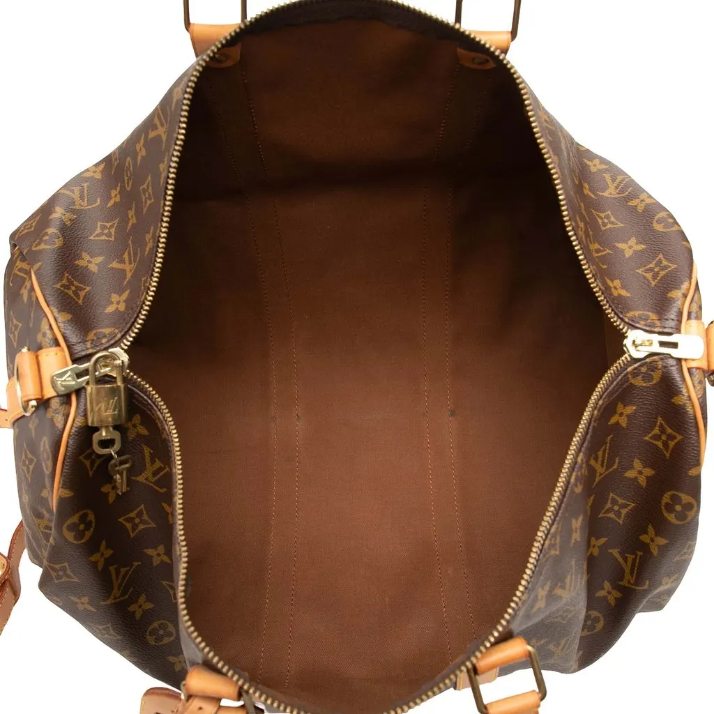 Louis Vuitton Monogram Keepall Bandouliere 50 Brown Canvas Good - Model View