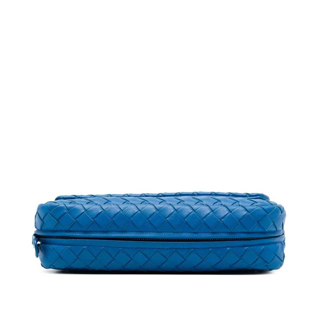 Bottega Veneta Mini Nappa Intrecciato Expandable Chain Flap Crossbody Blue Leather Very good - Inside View