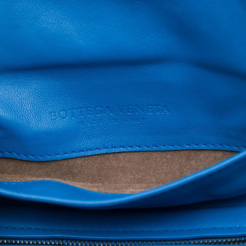 Bottega Veneta Mini Nappa Intrecciato Expandable Chain Flap Crossbody Blue Leather Very good - Box View
