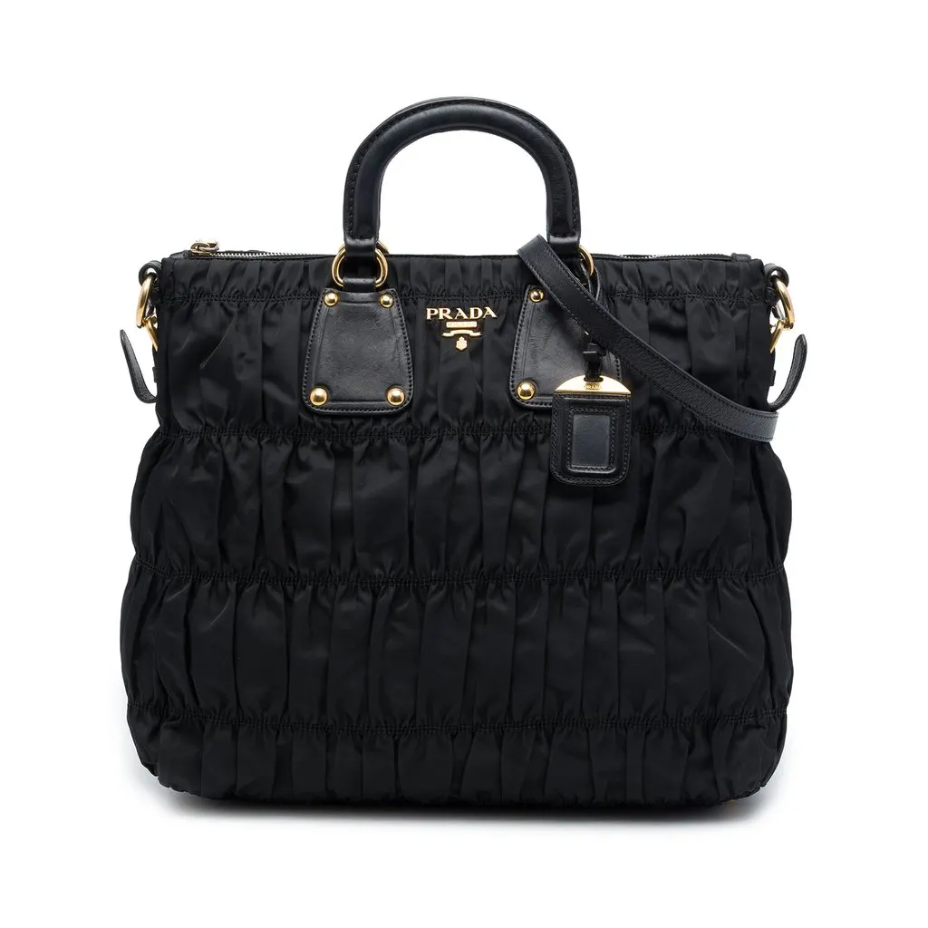 Prada Tessuto Gaufre Satchel Black Polyamide Good - Front View