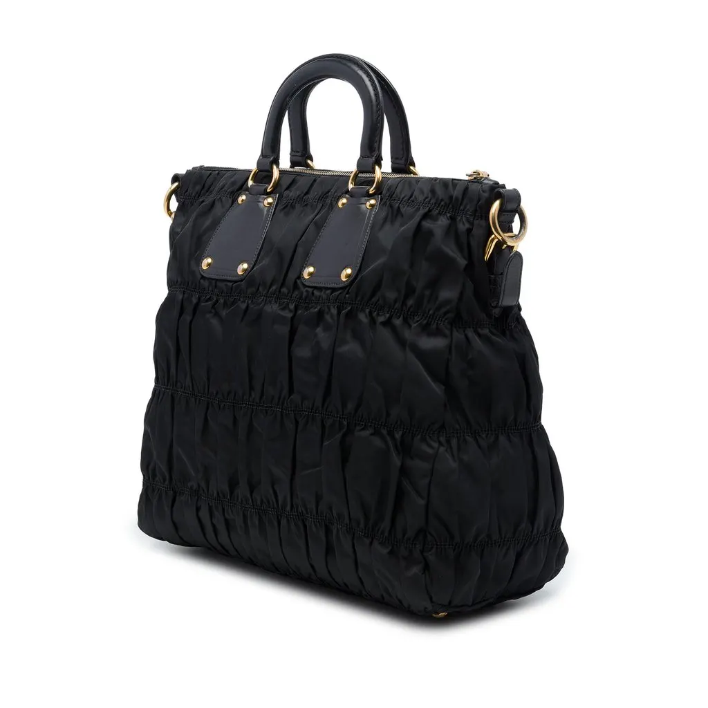 Prada Tessuto Gaufre Satchel Black Polyamide Good - Back View