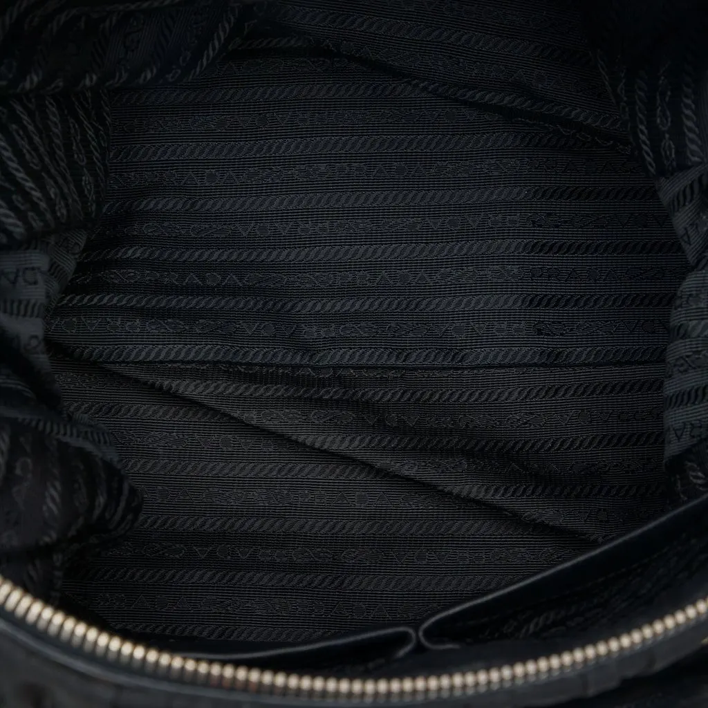 Prada Tessuto Gaufre Satchel Black Polyamide Good - Model View