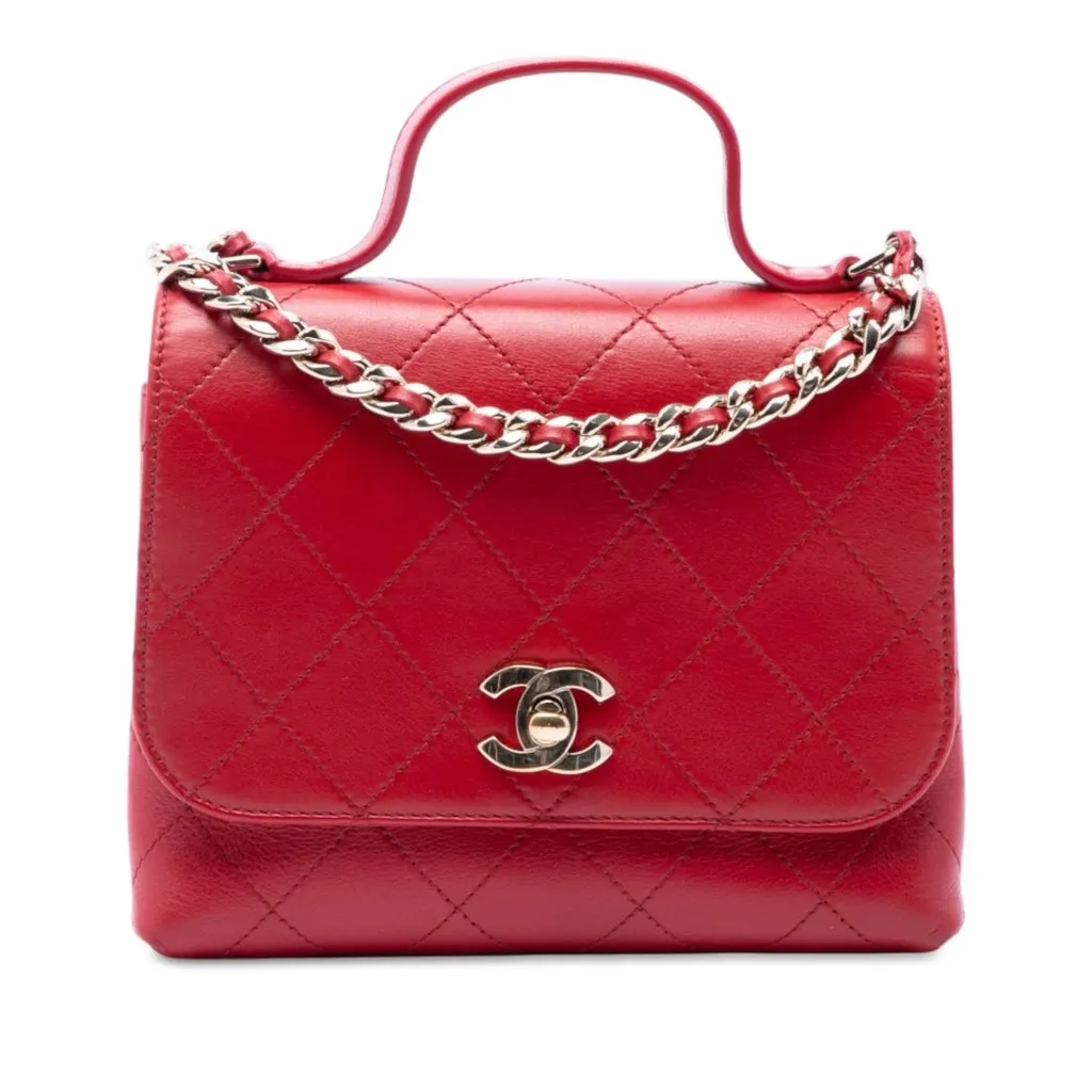 Chanel Small Quilted Calfskin Double Pocket Top Handle Flap