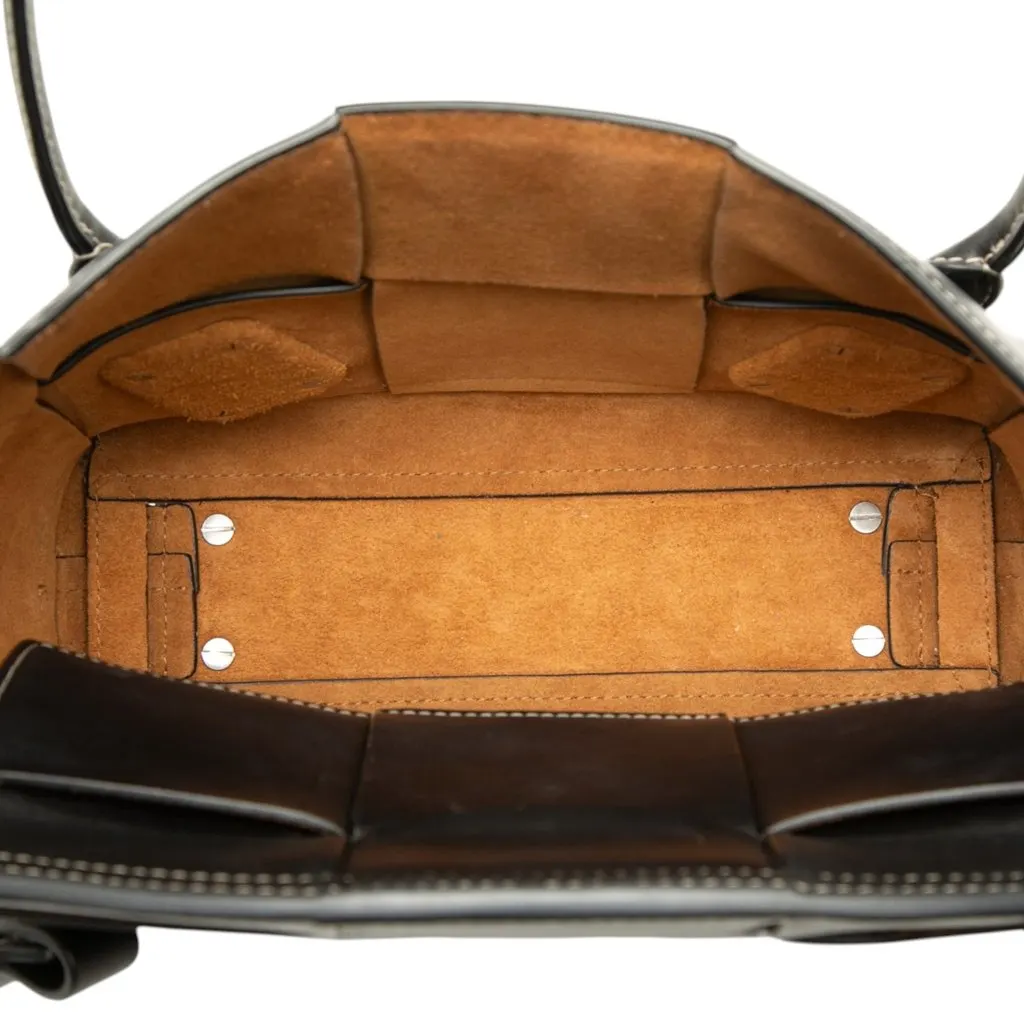 Bottega Veneta Small Calfskin Maxi Intrecciato Arco Satchel Black Leather Good - Model View
