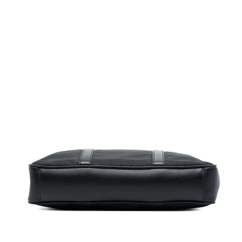 Prada Saffiano Trimmed Tessuto Business Bag Black Polyamide Good - Inside View