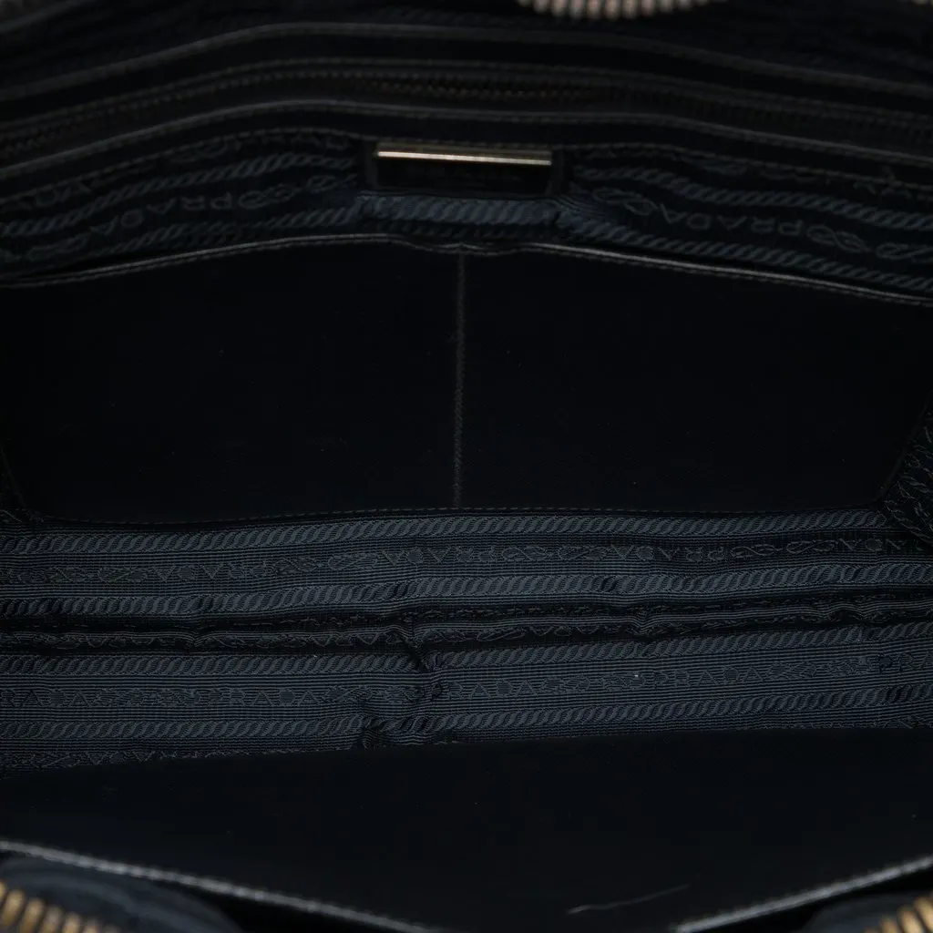 Prada Saffiano Trimmed Tessuto Business Bag Black Polyamide Good - Model View