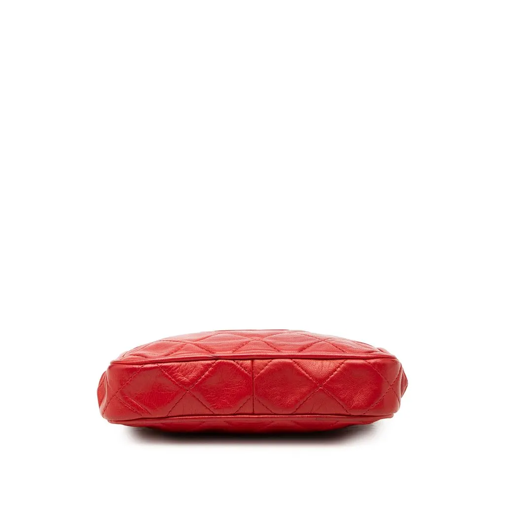 Chanel CC Quilted Lambskin Frame Belt Bag Red Leather Very good - Inside View