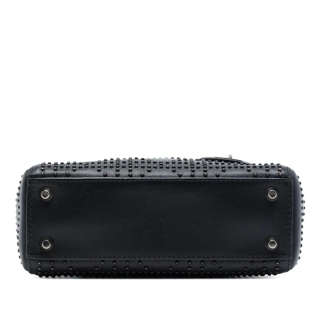 Dior Mini Calfskin Cannage Studded Lady Dior Black Leather Good - Inside View