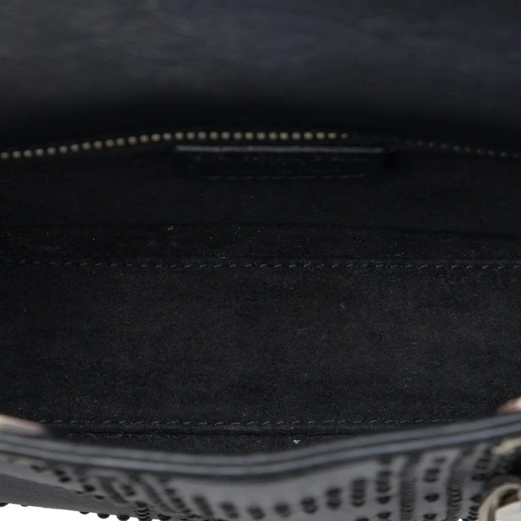 Dior Mini Calfskin Cannage Studded Lady Dior Black Leather Good - Model View