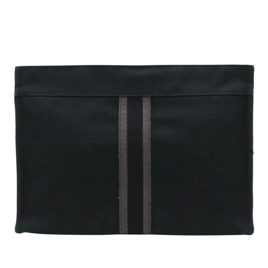 Hermès Canvas Fourre Tout Clutch Black Very good - Front View