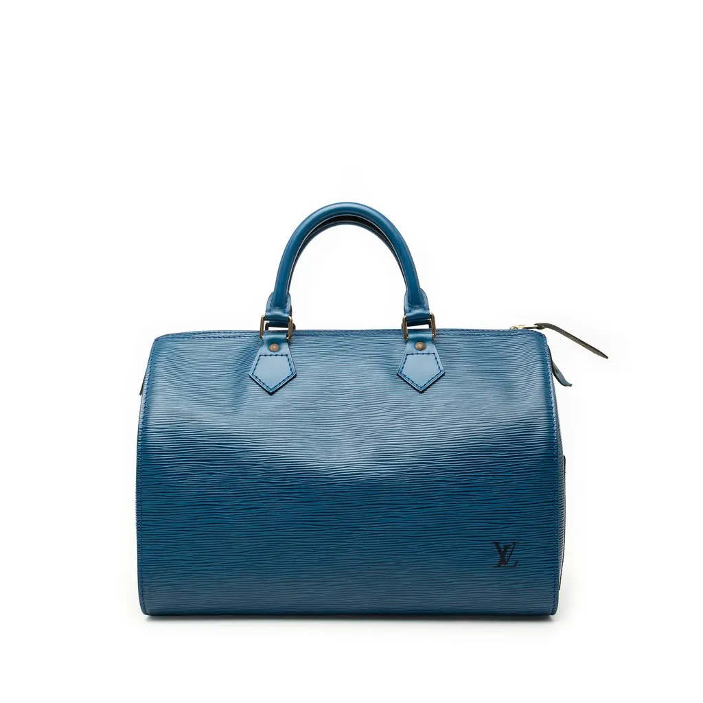 Louis Vuitton Epi Speedy 35 Blue Leather Very good - Front View